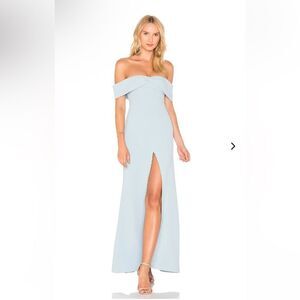NEW Lovers + Friends Danica Strapless Gown Silver Blue Size Small